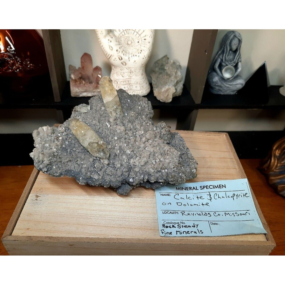 Rare Large Cabinet Sized Calcite & Chalcopyrite on Dolomite